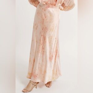 Laude the Label Silk Midi Slip Skirt - Botanical Ice Dye Size XS